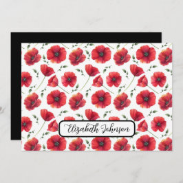 Personalized Poppies Floral Botanical Note Card Notitiekaartje