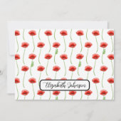 Personalized Poppies Floral Botanical Note Card Notitiekaartje (Voorkant)
