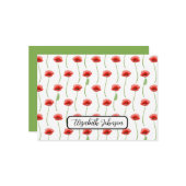 Personalized Poppies Floral Botanical Note Card Notitiekaartje (Voorkant / Achterkant in situ)