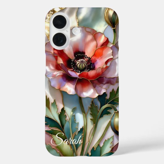 Personalized Poppy Flower Phone Case Floral (Achterkant)