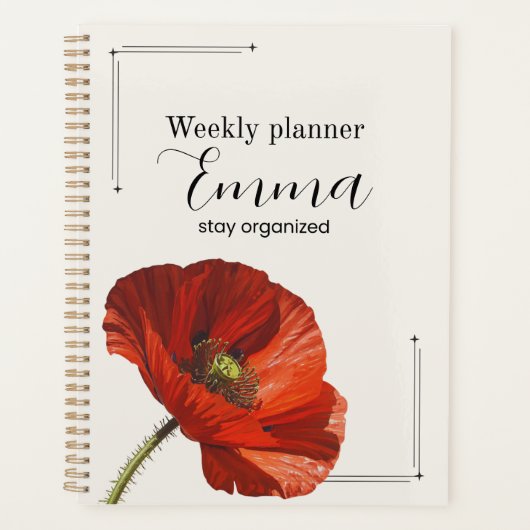 Personalized Poppy Weekly Planner Aesthetic Floral (Voorkant)