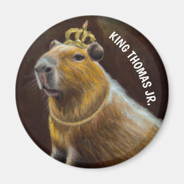 PERSONALIZED PORTRET VAN CAPYBARA MET EEN KROON OP MAGNEET