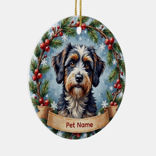 Personalized Portuguese Water Dog Christmas Keramisch Ornament (Rechts)