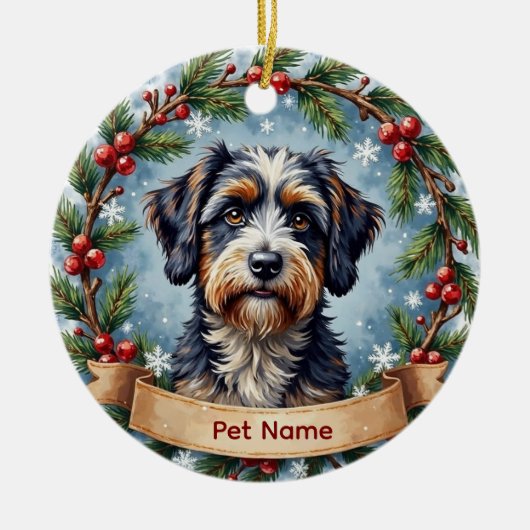 Personalized Portuguese Water Dog Christmas Keramisch Ornament (Voorkant)