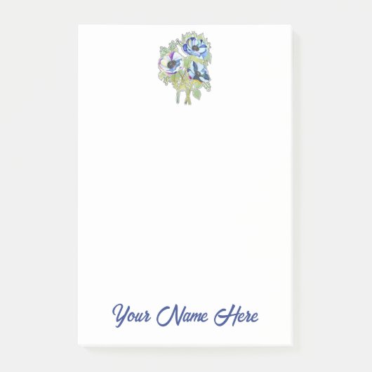 Personalized Post It Notes with Floral Graphic (Voorkant)