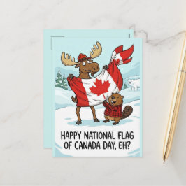 Personalized Postcard National Flag of Canada Day Feestdagenkaart