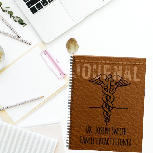 Personalized practitioner brown leather doctor notitieboek