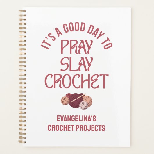 Personalized PRAY SLAY CROCHET Projects Planner (Voorkant)