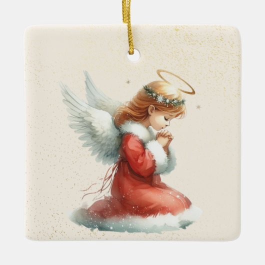 Personalized Praying Girl Angel Christmas Ornament (Voorkant)