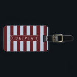 Personalized Preppy Brown Blue Cabana Stripe Bagagelabel<br><div class="desc">Certain designs are always in style. Every year, the casual beauty of classic cabana stripes feels new. For those who appreciate straightforward, self-assured design with a hint of preppy elegance, this customized brown and blue cabana stripe collection was made. The pattern's gentle contrast between brown and blue makes it cozy,...</div>