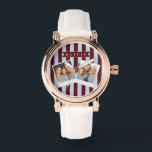 Personalized Preppy Brown Blue Cabana Stripe Horloge<br><div class="desc">Certain designs are always in style. Every year, the casual beauty of classic cabana stripes feels new. For those who appreciate straightforward, self-assured design with a hint of preppy elegance, this customized brown and blue cabana stripe collection was made. The pattern's gentle contrast between brown and blue makes it cozy,...</div>