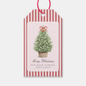 Personalized Preppy Coastal Tree Christmas Cadeaulabel (Voorkant)