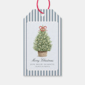 Personalized Preppy Coastal Tree Christmas Cadeaulabel (Voorkant)