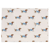 Personalized Preppy Cute Dachshund Dog Pattern Groot Cadeauzakje (Achterkant)