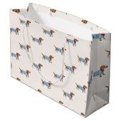 Personalized Preppy Cute Dachshund Dog Pattern Groot Cadeauzakje (Achterkant Gekanteld)
