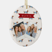 Personalized Preppy Cute Dachshund Dog Pattern Keramisch Ornament (Rechts)