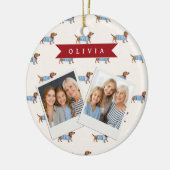 Personalized Preppy Cute Dachshund Dog Pattern Keramisch Ornament (Links)