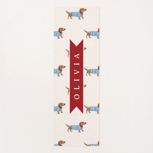 Personalized Preppy Cute Dachshund Dog Pattern Yogamat (Voorkant)