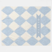 Personalized Preppy Soft Blue Fuzzy Argyle Name Fleece Deken (Voorkant (Horizontaal))