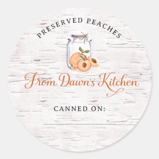 Personalized Preserved Peaches Canning Stickers (Voorkant)