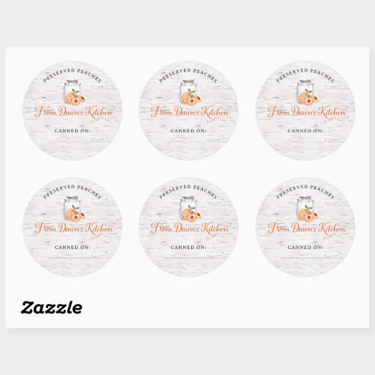 Personalized Preserved Peaches Canning Stickers (Vel)