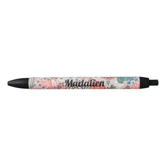 Personalized pretty classic floral Paisley pattern Zwarte Inkt Pen (Voorkant)