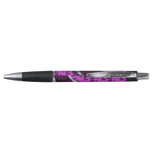 Personalized pretty magenta girly damask pattern pen (Achterkant)