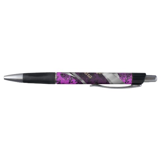 Personalized pretty magenta girly damask pattern pen (Bodem)