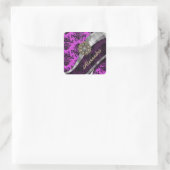 Personalized pretty magenta girly damask pattern vierkante sticker (Tas)