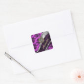 Personalized pretty magenta girly damask pattern vierkante sticker (Envelop)