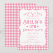 Personalized Pretty Pink Plaid 13th Birthday  Kaart (Voorkant / Achterkant)