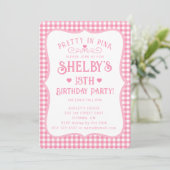 Personalized Pretty Pink Plaid 13th Birthday  Kaart (Staand voorkant)