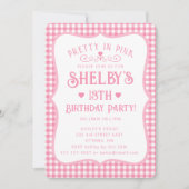 Personalized Pretty Pink Plaid 13th Birthday  Kaart (Voorkant)