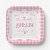 Personalized Pretty Pink Plaid 13th Birthday  Papieren Bordje (Voorkant)
