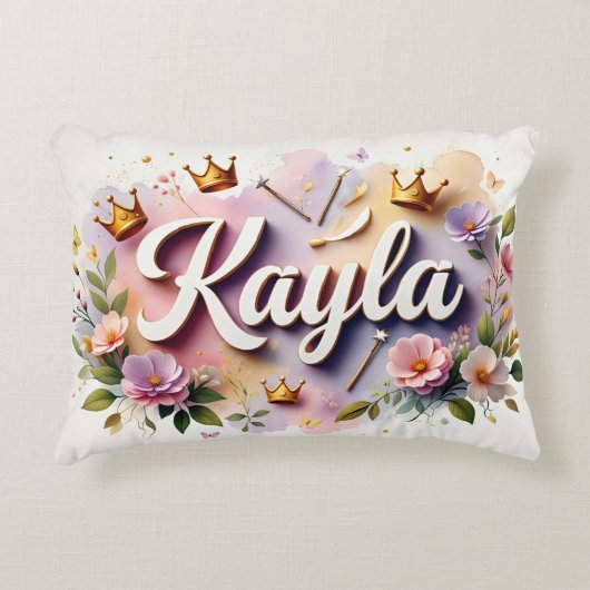 Personalized  Princess Floral Name  Accent Kussen (Voorkant)
