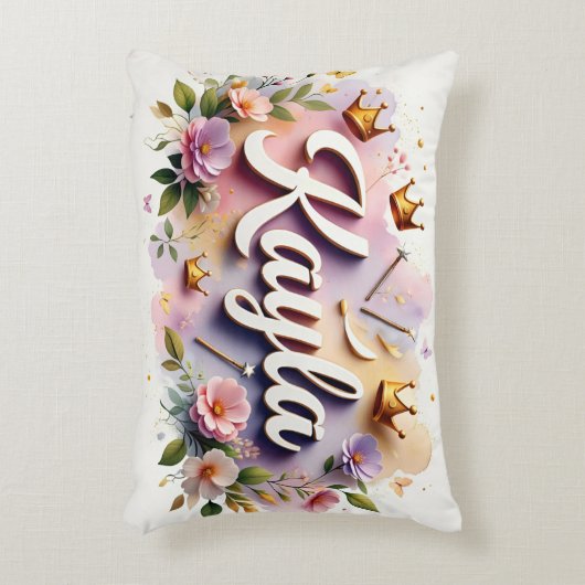 Personalized  Princess Floral Name  Accent Kussen (Voorkant(Verticaal))