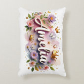 Personalized  Princess Floral Name  Accent Kussen (Voorkant(Verticaal))