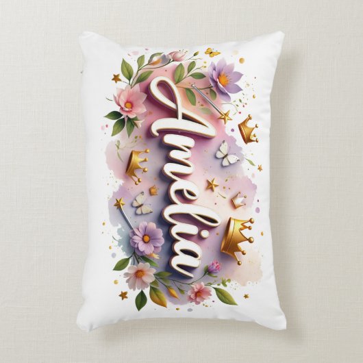 Personalized  Princess Floral Name  Accent Kussen (Voorkant(Verticaal))