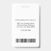 Personalized Professional Employee ID Photo Badge (Achterkant)