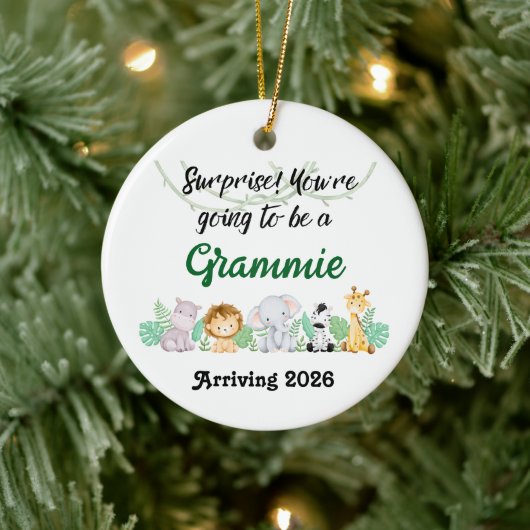 Personalized Promoted To Grandparent Jungle Animal Keramisch Ornament (Boom)