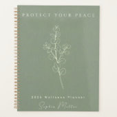 Personalized Protect Your Peace 2026 Sage Green Planner (Voorkant)