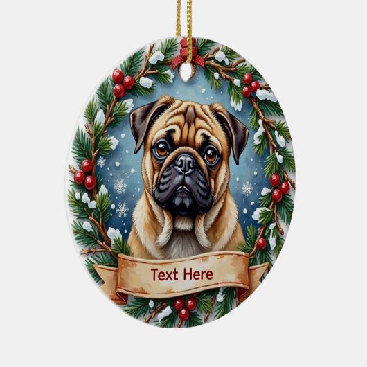 Personalized Pug Christmas  Keramisch Ornament (Rechts)
