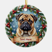 Personalized Pug Christmas  Keramisch Ornament (Voorkant)