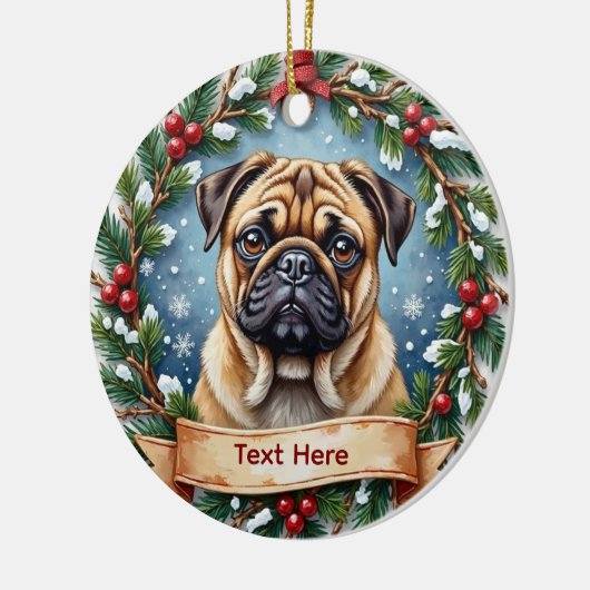 Personalized Pug Christmas  Keramisch Ornament (Links)