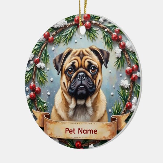 Personalized Pug Christmas Keramisch Ornament (Links)