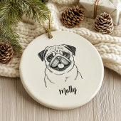 Personalized Pug Dog Christmas Keramisch Ornament