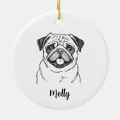 Personalized Pug Dog Christmas Keramisch Ornament (Achterkant)