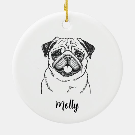 Personalized Pug Dog Christmas Keramisch Ornament (Achterkant)