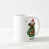 Personalized Pug Dog Christmas Koffiemok (Voorkant rechts)
