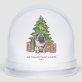 Personalized Pug Dog Christmas Sneeuwbol (Voorkant)